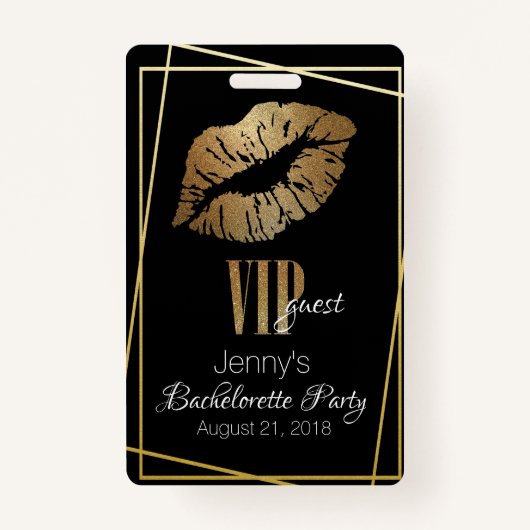 Gouden Lip Print Bachelorette Party Badge (Voorkant)