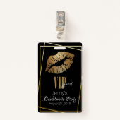 Gouden Lip Print Bachelorette Party Badge (Voorkant met clip)