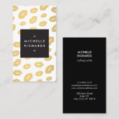 Gouden Lip Print Make-up Artiest Beauty Wit Visitekaartje (Voorkant / Achterkant)