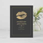 Gouden Lippen Bachelorette Feest Kaart (Staand voorkant)