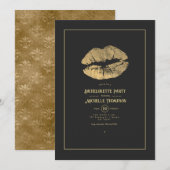 Gouden Lippen Bachelorette Feest Kaart (Voorkant / Achterkant)