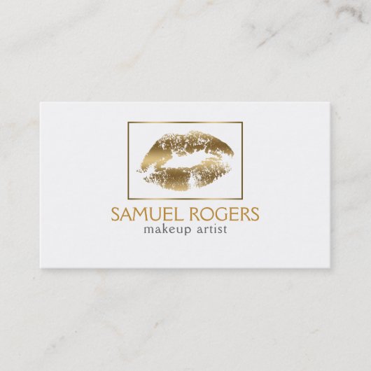 Gouden Lippen & Geometrisch Lijst Visitekaartje (Voorkant)