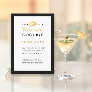 Gouden Lippen Kus deze Bachelorette Vaarwel Kaart