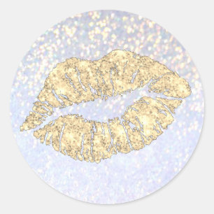 gouden lippen kus op faux spargel ronde sticker