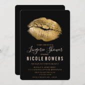 Gouden Lippen Lippenstift Ondergoed Bruiloftsinvit Kaart (Voorkant / Achterkant)