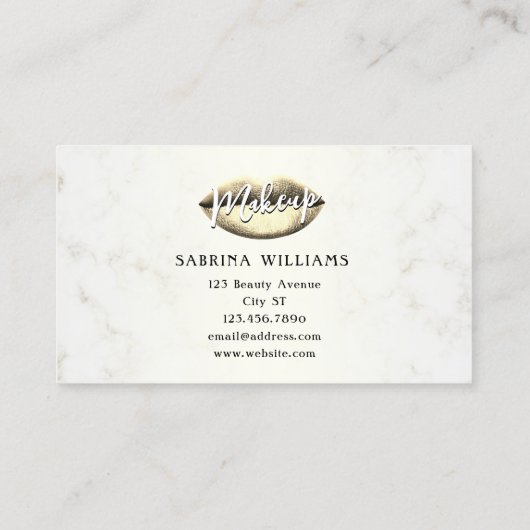 Gouden lippen make-up artist visitekaartje (Achterkant)