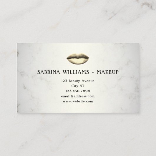 Gouden lippen make-up loyaliteitskaart visitekaartje (Achterkant)