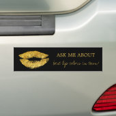 Gouden lippen print zwart vraag me over promotione bumpersticker (Op auto)