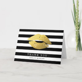 Gouden Lippen Zwart Witte Strepen Dankkaart Bedankkaart
