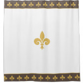 gouden lippenbloemen op bruin en wit douchegordijn (Voorkant)