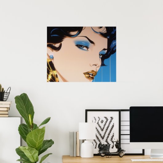 Gouden Lipstick airbrush schilderen Poster (Thuiskantoor)