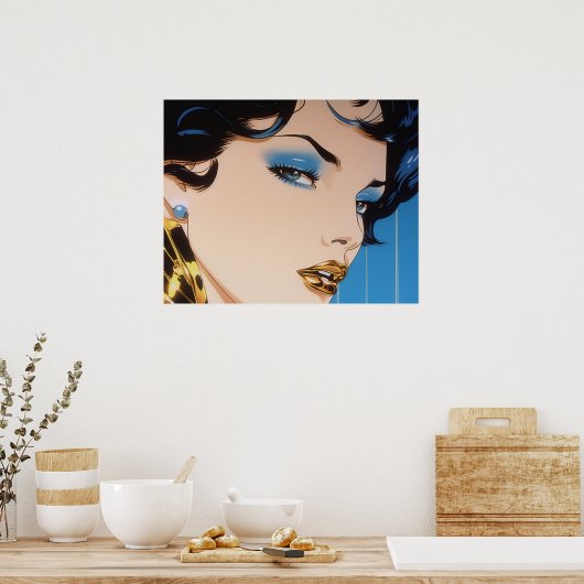 Gouden Lipstick airbrush schilderen Poster (Keuken)