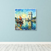 Gouden Lissabon Belem Toren Scene Doek Kunst Canvas Afdruk (Insitu (Houten vloer))