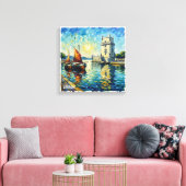 Gouden Lissabon Belem Toren Scene Doek Kunst Canvas Afdruk (Insitu (Woonkamer))