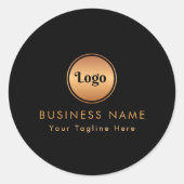 Gouden logo & aangepaste tekst Zakelijk bedrijf Br Ronde Sticker (Voorkant)