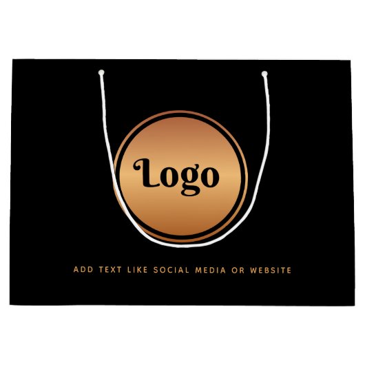 Gouden logo & aangepaste tekst Zakelijke bedrijfsk Groot Cadeauzakje (Voorkant)