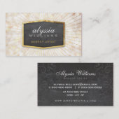GOUDEN LOGO art deco elegant sunburst grijs bokeh Visitekaartje (Voorkant / Achterkant)