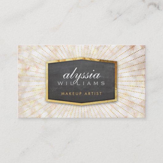 GOUDEN LOGO art deco elegant sunburst grijs bokeh Visitekaartje (Voorkant)