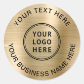 Gouden Logo Bedrijf Ronde Sticker (Voorkant)