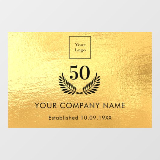 Gouden logo bedrijfsjaren dienst  raamsticker (Vel)