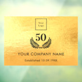Gouden logo bedrijfsjaren dienst  raamsticker (Vel 3)