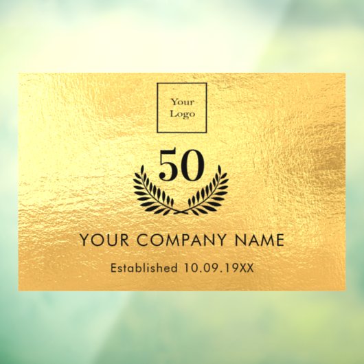 Gouden logo bedrijfsjaren dienst  raamsticker (Vel 3)