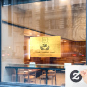 Gouden logo bedrijfsjaren dienst  raamsticker (Cafe Raam)