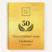 Gouden logo bedrijfsjaren service qr code notitieboek (Voorkant)