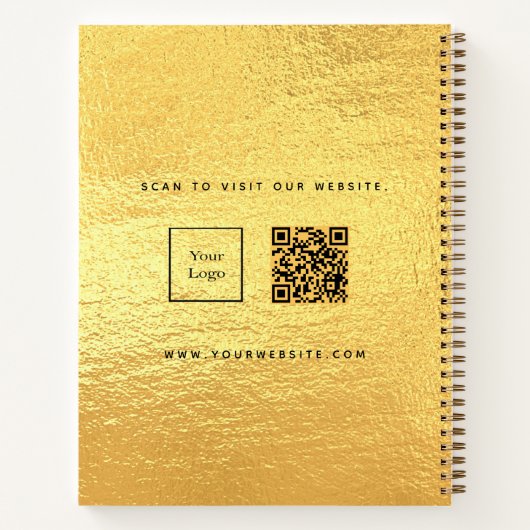 Gouden logo bedrijfsjaren service qr code notitieboek (Achterkant)