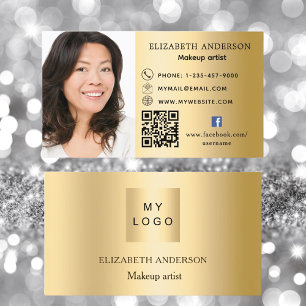 Gouden logo foto Qr code social media premium Visitekaartje