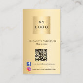 Gouden logo fotoboog Qr code social media Visitekaartje (Voorkant)