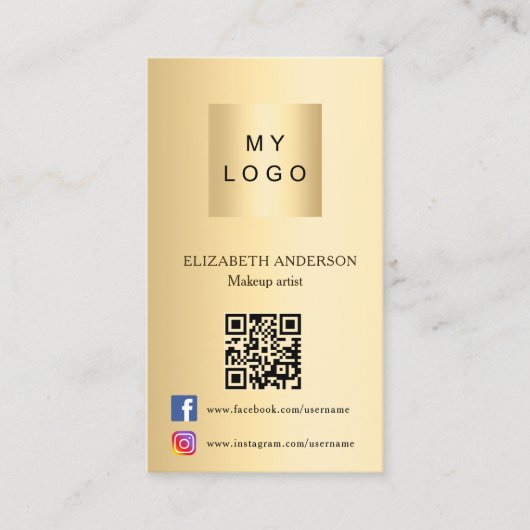 Gouden logo fotoboog Qr code social media Visitekaartje (Voorkant)