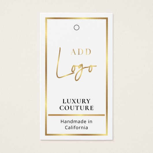 Gouden Logo Moderne Kleding Prijs Label Hang Label Visitekaartje (Voorkant)