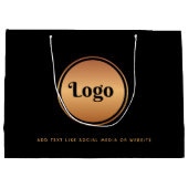 Gouden logo & zakelijke bedrijfs tekst op maat groot cadeauzakje (Achterkant)