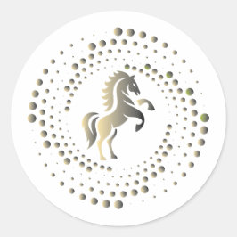 gouden logoontwerp voor paardenrennen ronde sticker
