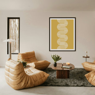 Gouden Lombard Golvende Lijnen Moderne Minimalisti Poster
