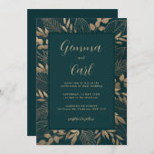 Gouden loof blad bruiloft uitnodiging (Voorkant / Achterkant)