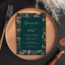Gouden loof blad bruiloft uitnodiging