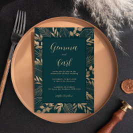 Gouden loof blad bruiloft uitnodiging