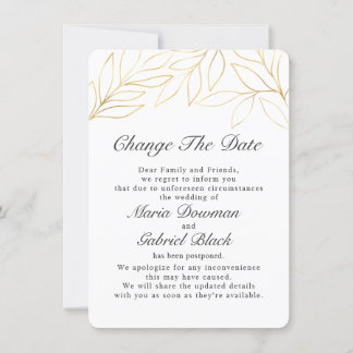 Gouden Loof Huwelijk Uitstel Wijziging Bewaar De  Save The Date