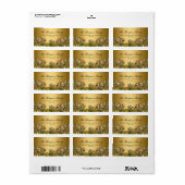 Gouden Loof & Lint Kerst Adreslabels Etiket (Full Sheet)