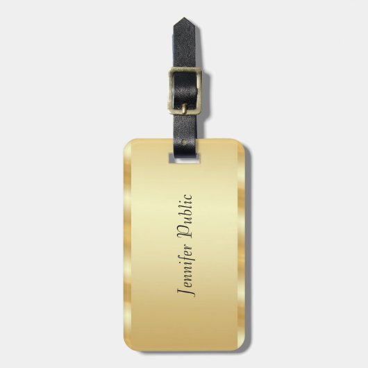 Gouden look aangepaste Sjabloon handgeschreven scr Bagagelabel (Voorkant verticaal)