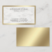 Gouden look Elegant wit marmer Moderne Sjabloon Visitekaartje (Voorkant / Achterkant)