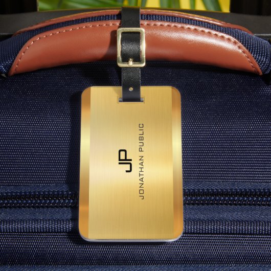 Gouden look elegante moderne luxe Sjabloon glamour Bagagelabel (Voorkant Insitu 2)