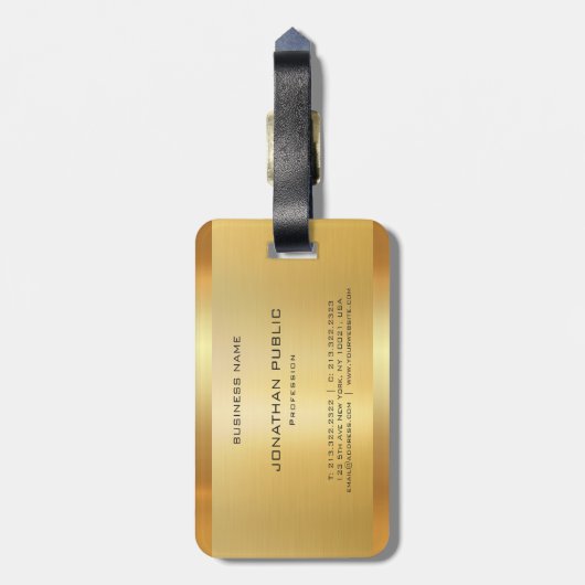 Gouden look elegante moderne luxe Sjabloon glamour Bagagelabel (Achterkant verticaal)