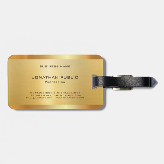 Gouden look elegante moderne luxe Sjabloon glamour Bagagelabel (Achterkant horizontaal)