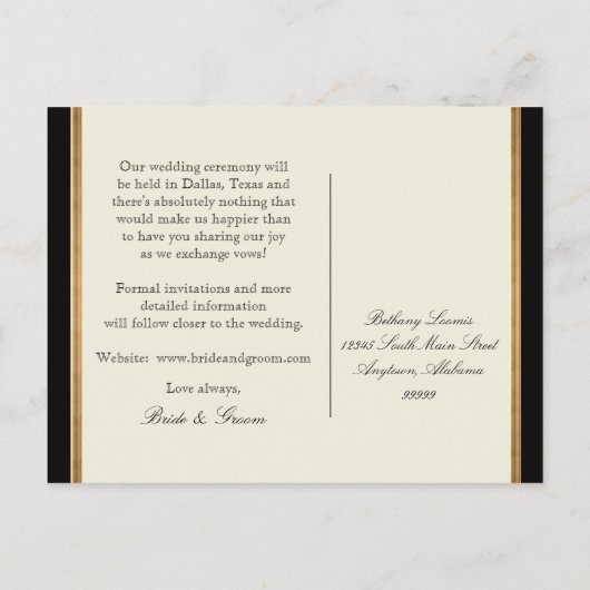 Gouden look, kant Barok Art Nouveau Deco 20s stijl Uitnodiging Briefkaart (Achterkant)