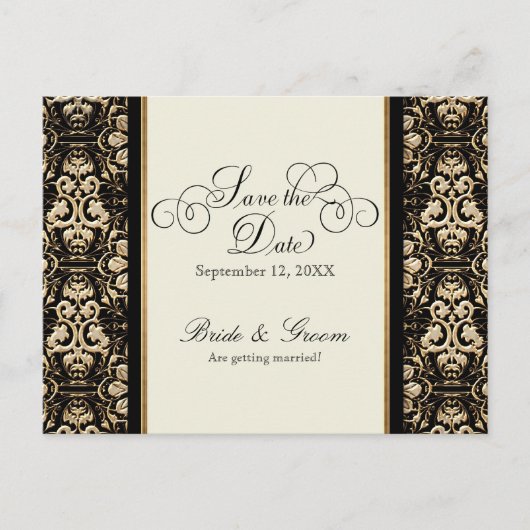 Gouden look, kant Barok Art Nouveau Deco 20s stijl Uitnodiging Briefkaart (Voorkant)