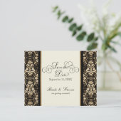 Gouden look, kant Barok Art Nouveau Deco 20s stijl Uitnodiging Briefkaart (Staand voorkant)