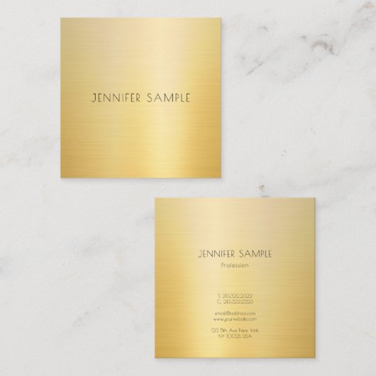 Gouden look Modern Eenvoudig Elegant Professioneel Vierkante Visitekaartje (Voorkant / Achterkant)